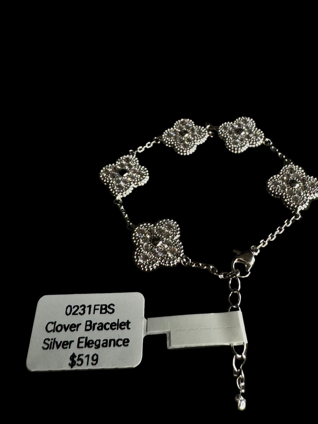 Moissanite Sterling Silver 4 Leaf Clover Bracelet