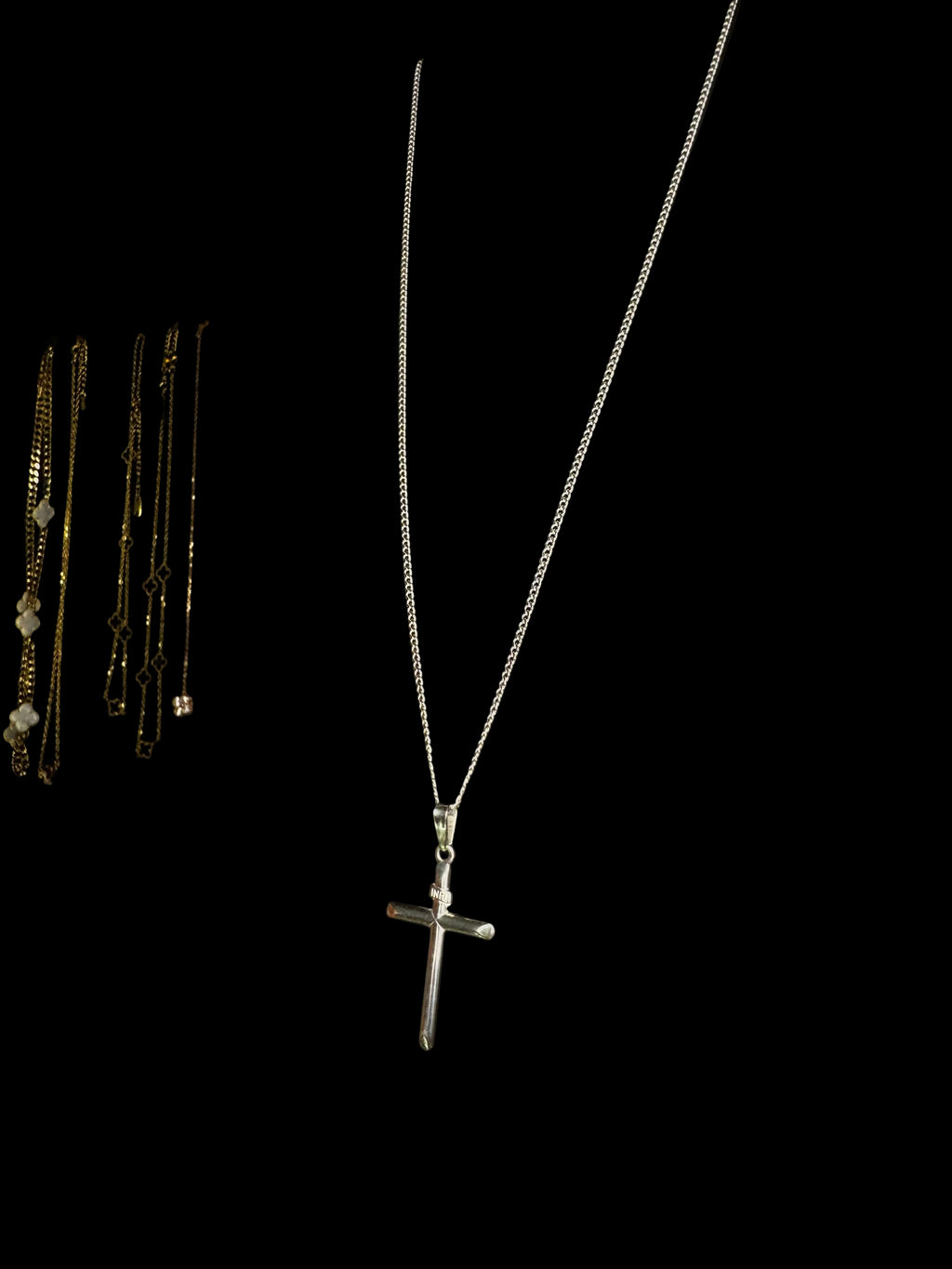 Solid Sterling silver Cuban link with simple cross