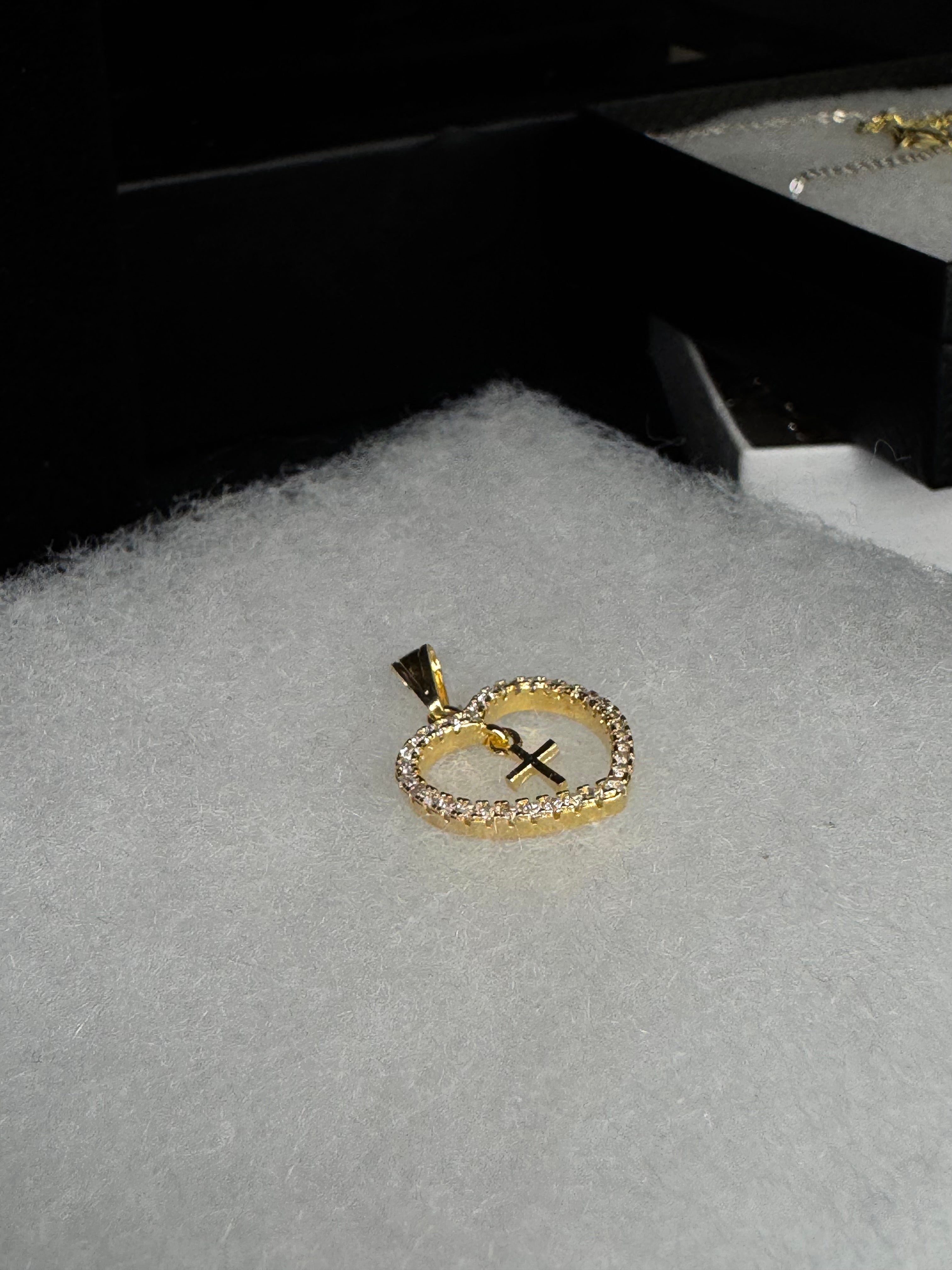 14k gold filled Heart + Cross Pendant