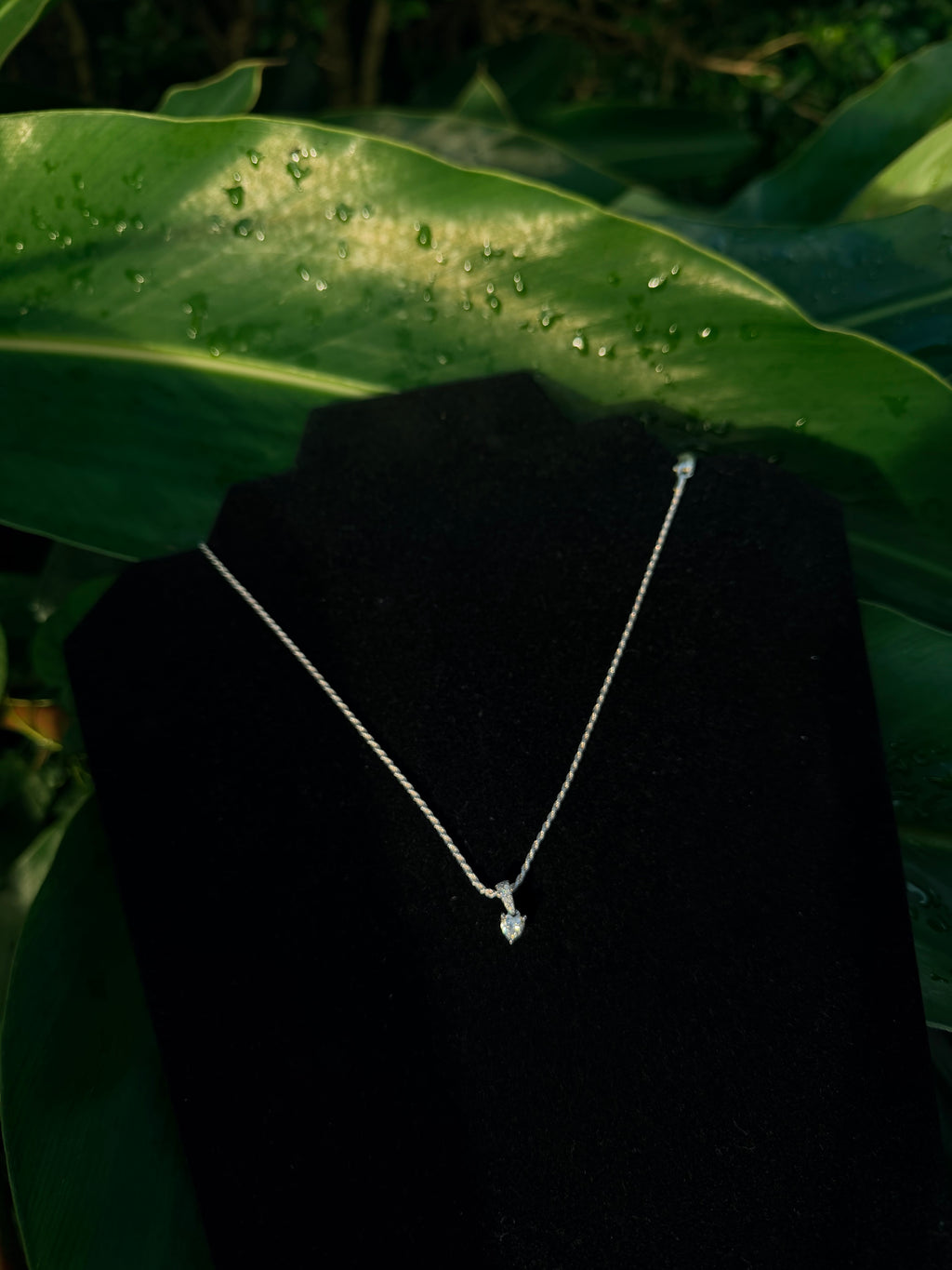 925 Sterling Silver Heart Moissanite Necklace with 0.5 Carat Genuine Stone and 20-Inch Rope Chain