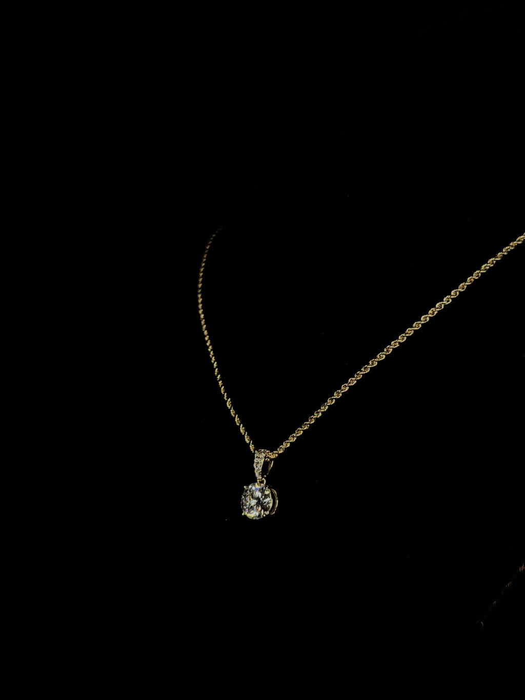 10K Gold Luxe Rope Chain Necklace with 2-Carat Moissanite – 20-inch, 1.5mm