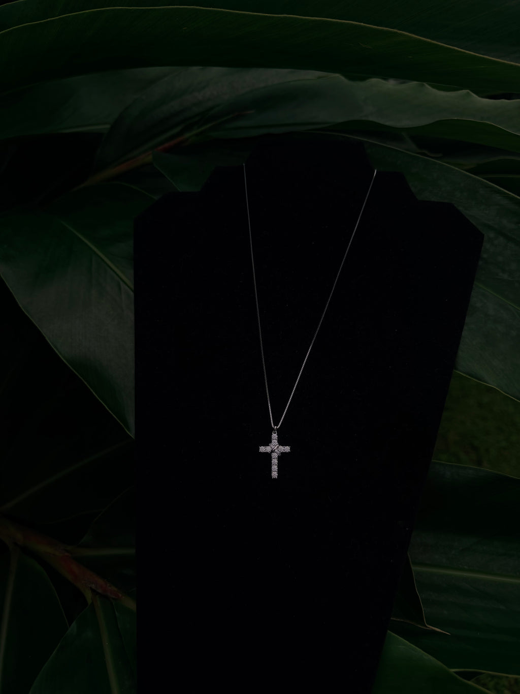 Moissanite Cross Necklace Set in 925 Sterling Silver