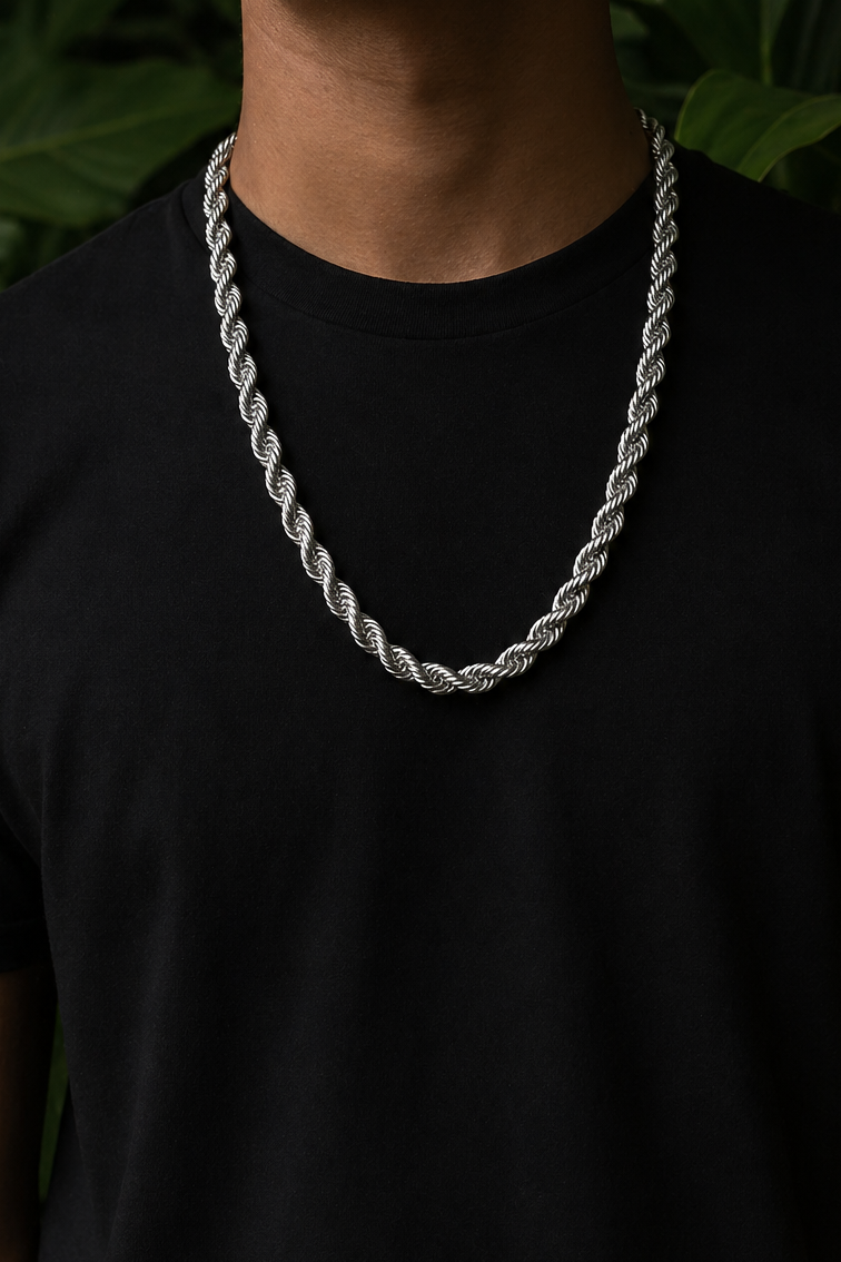 925 Sterling Silver 10mm 24” Rope Chain