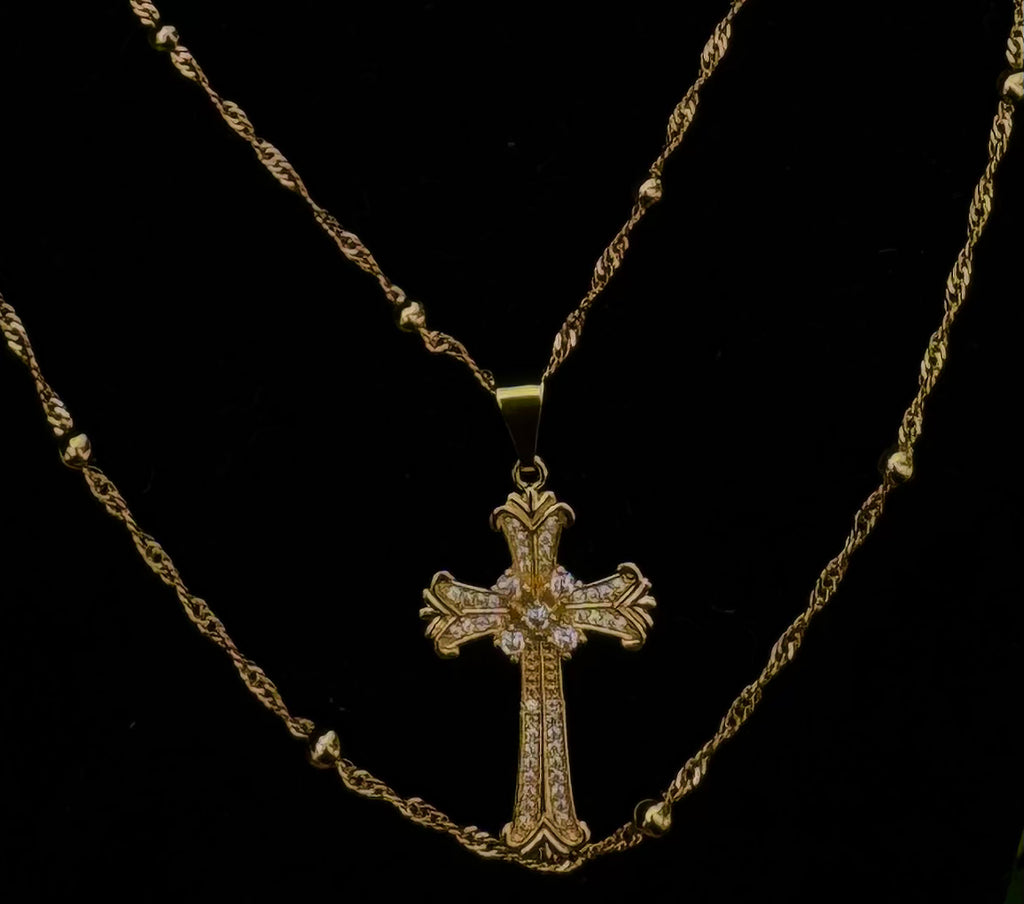 Devine Twist Link 14k Gold-Filled Necklace with Tarnish-Resistant Textured Twist and Cross Pendant
