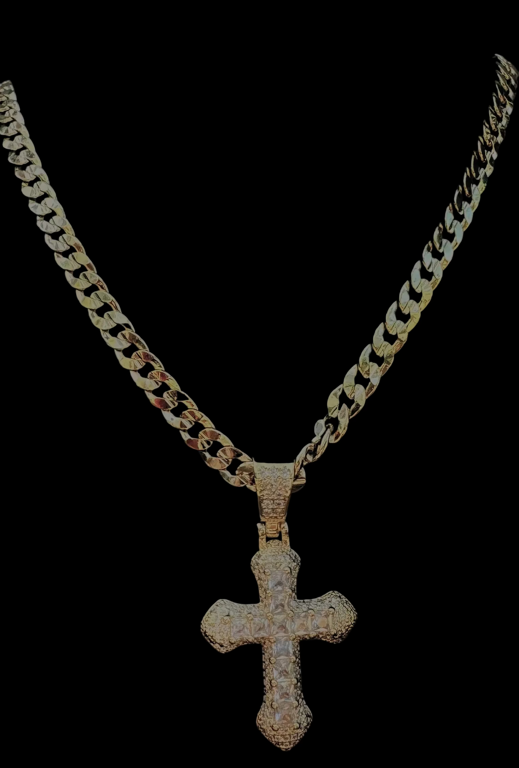 Holy Cuban Link Necklace with Diamond Cross Pendant – 14k Gold-Filled, Tarnish-Resistant, Hypoallergenic