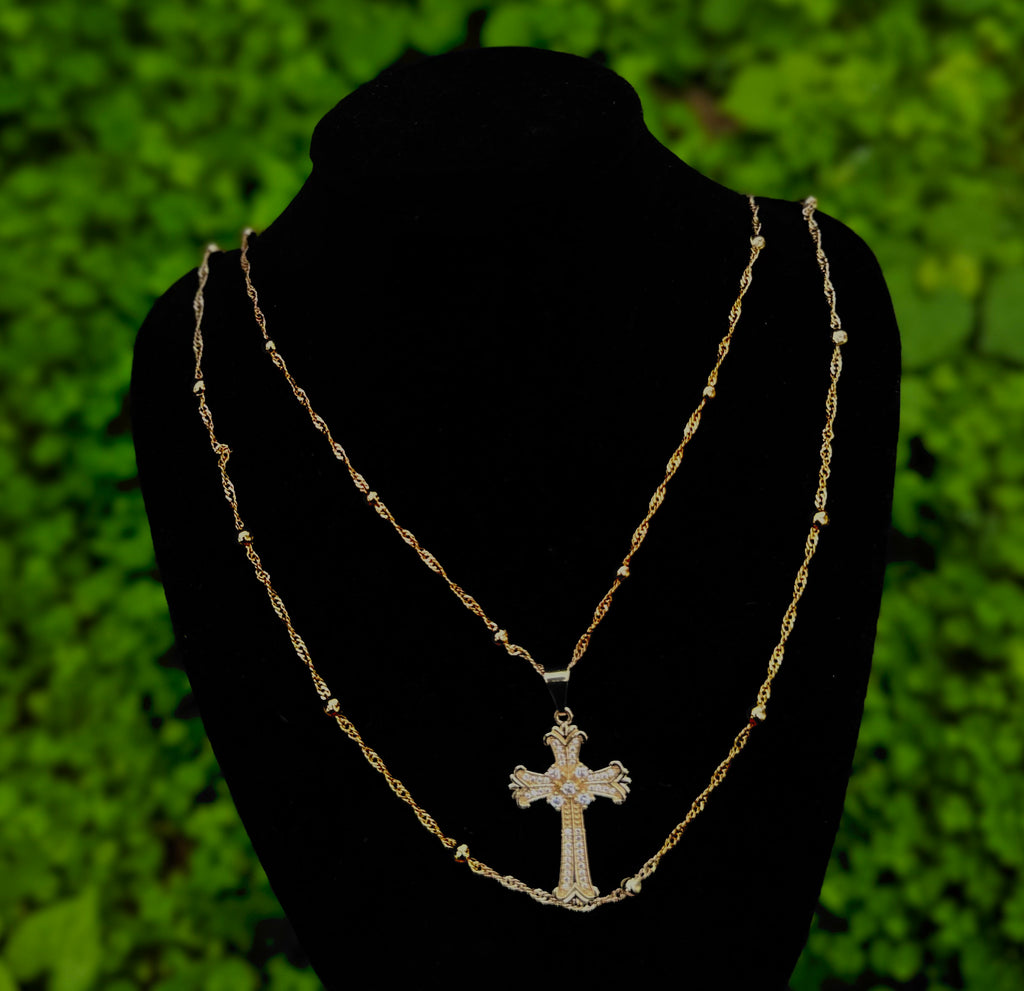 Devine Twist Link 14k Gold-Filled Necklace with Tarnish-Resistant Textured Twist and Cross Pendant