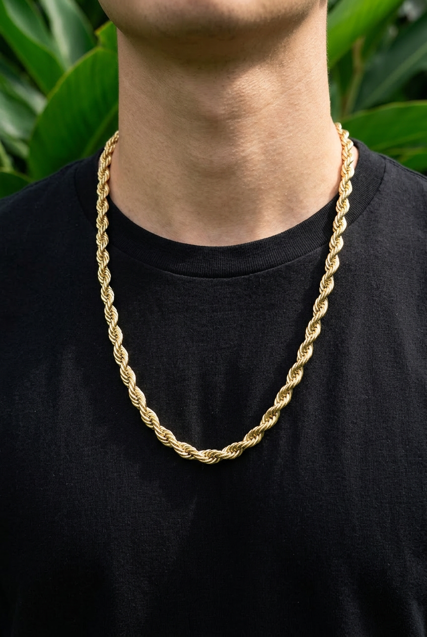 14k Gold Filled Rope Chains in 18", 20", and 22" Lengths with 8mm Width