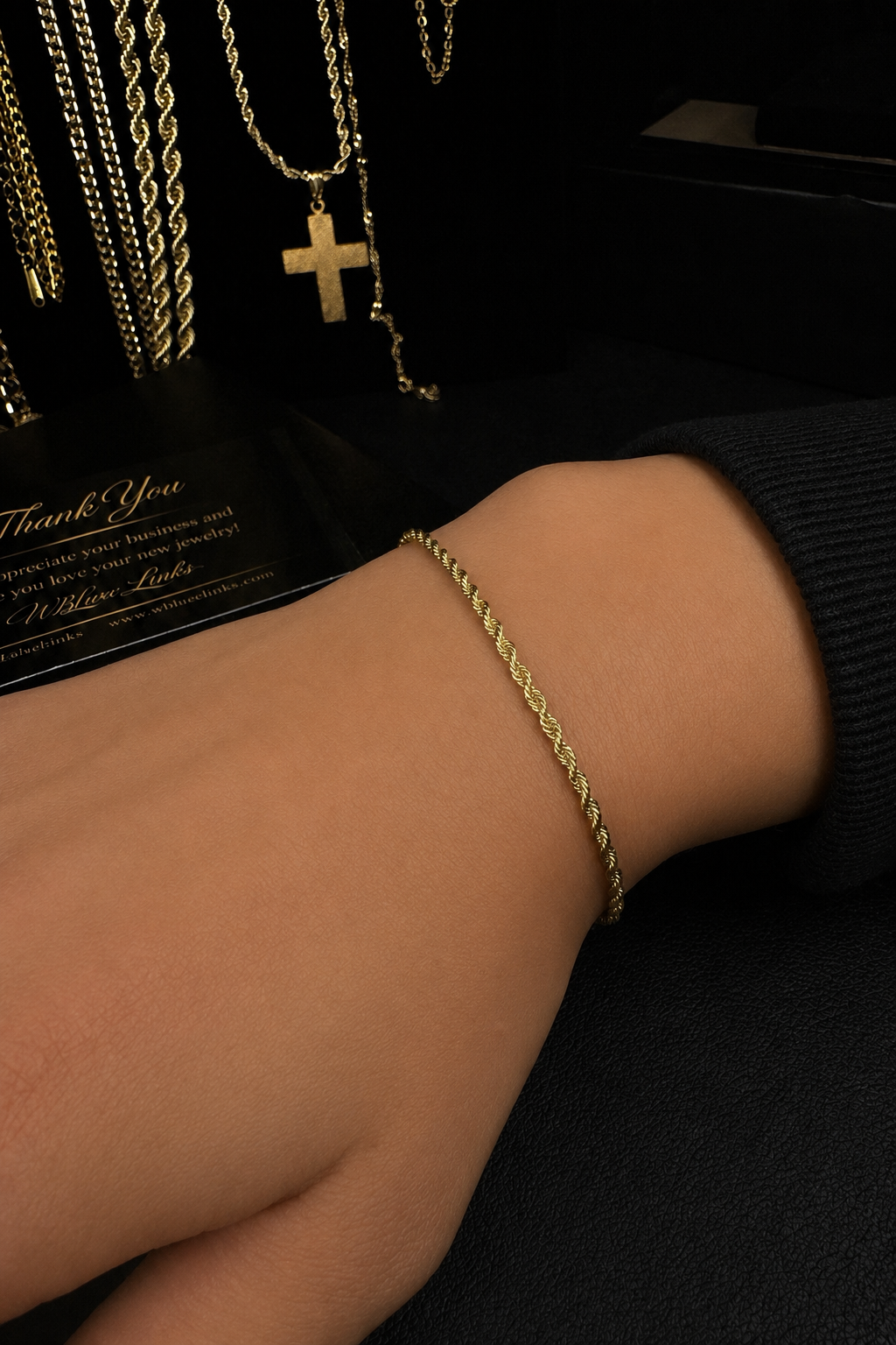 Solid 14k Gold Diamond Cut Rope Bracelet, 8-Inch Length, 1.5mm Width