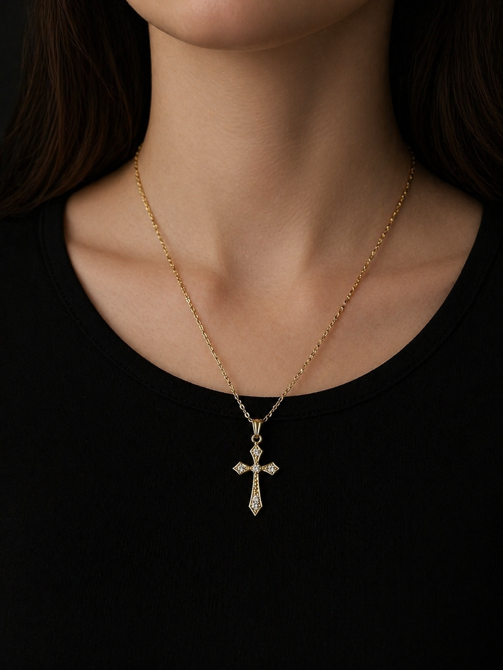 Highly Favored Beaded Cable Link Necklace – 14k Gold Filled Cross Pendant with Tarnish-Resistant Finish