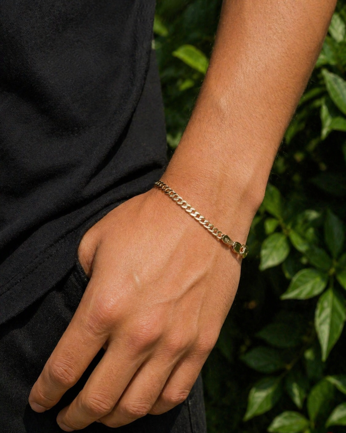 Solid 10k Gold Cuban Link Bracelet 2mm Thick, 7.5 Inches Length