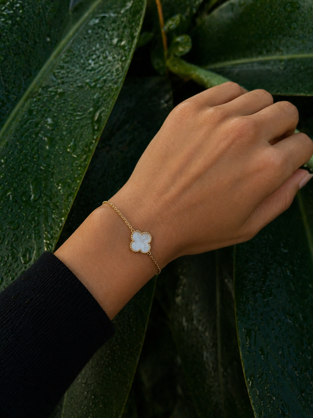 Solid 10K Gold Clover Bracelet
