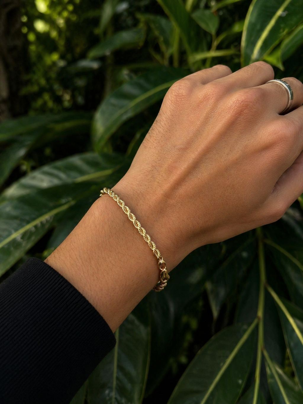 Solid 10k Gold Rope Chain Bracelet with Lobster Clasp, 4.2mm Width, 7.5" to 8" Length Options, Hypoallergenic Luxury Jewelry