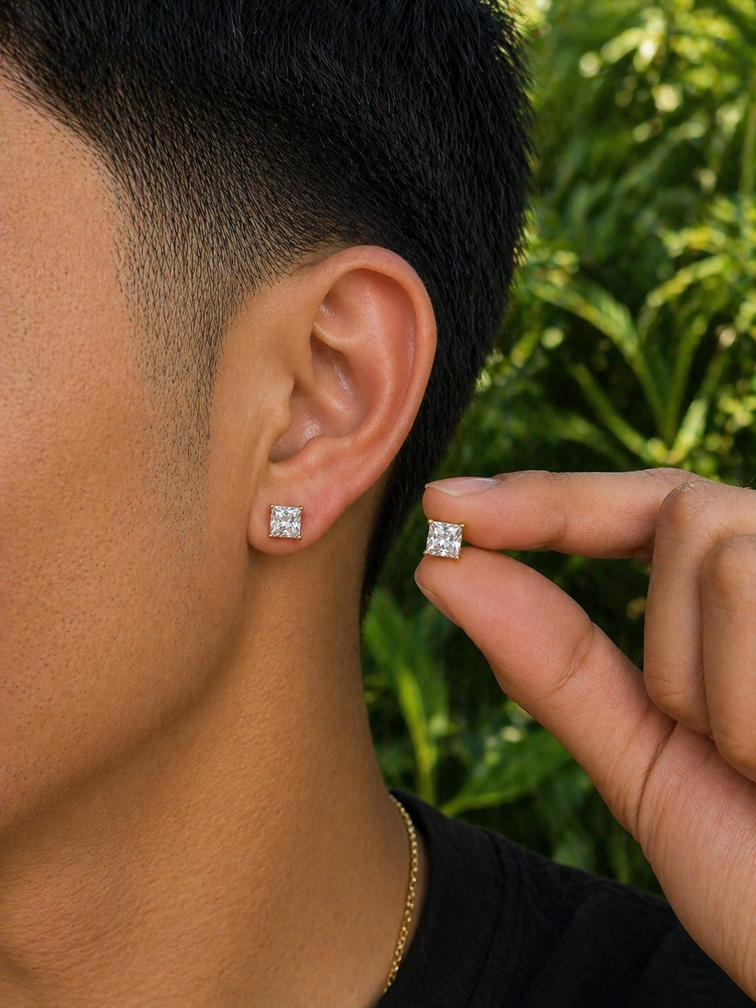 10k Gold Diamond Earrings with Cubic Zirconia Stones
