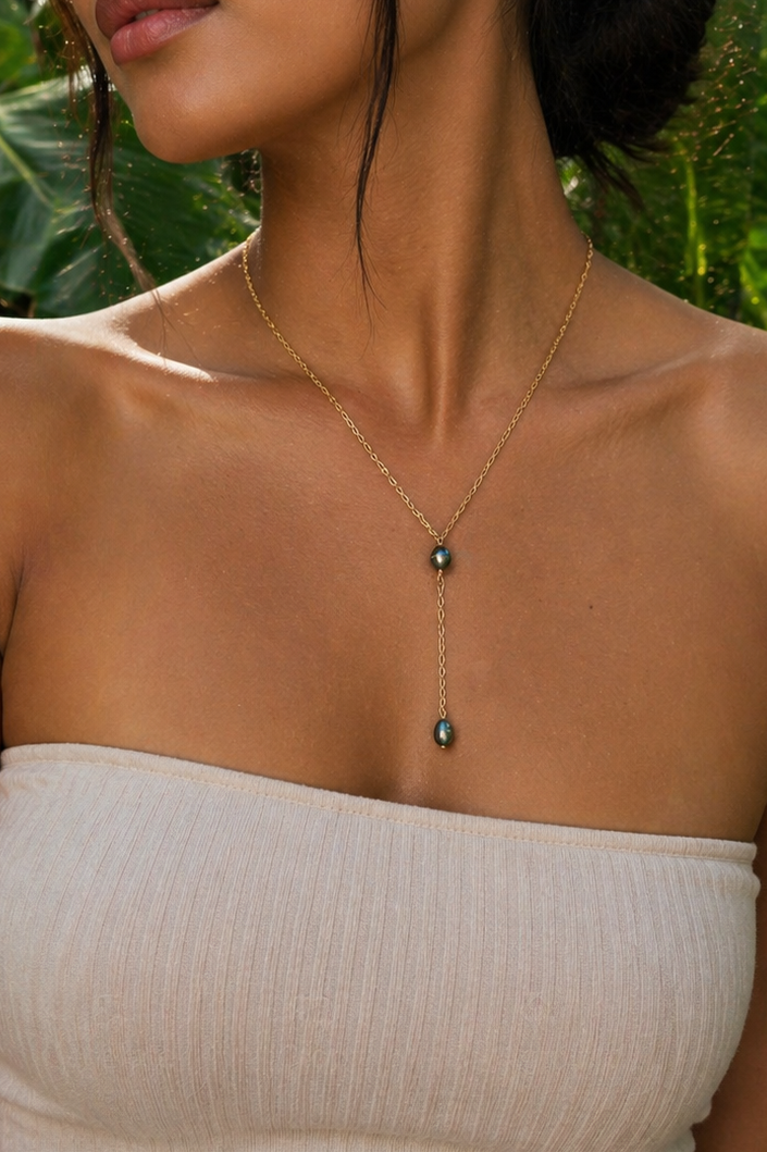 14k gold filled simple drop style pearl chain