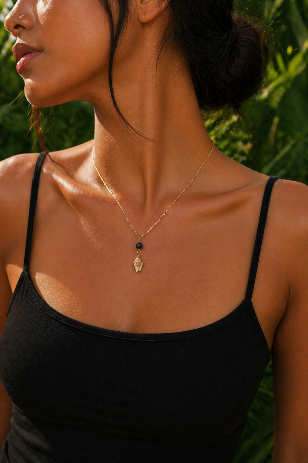 14k gold filled Simple Cable Chain with Pearl Shell Pendant