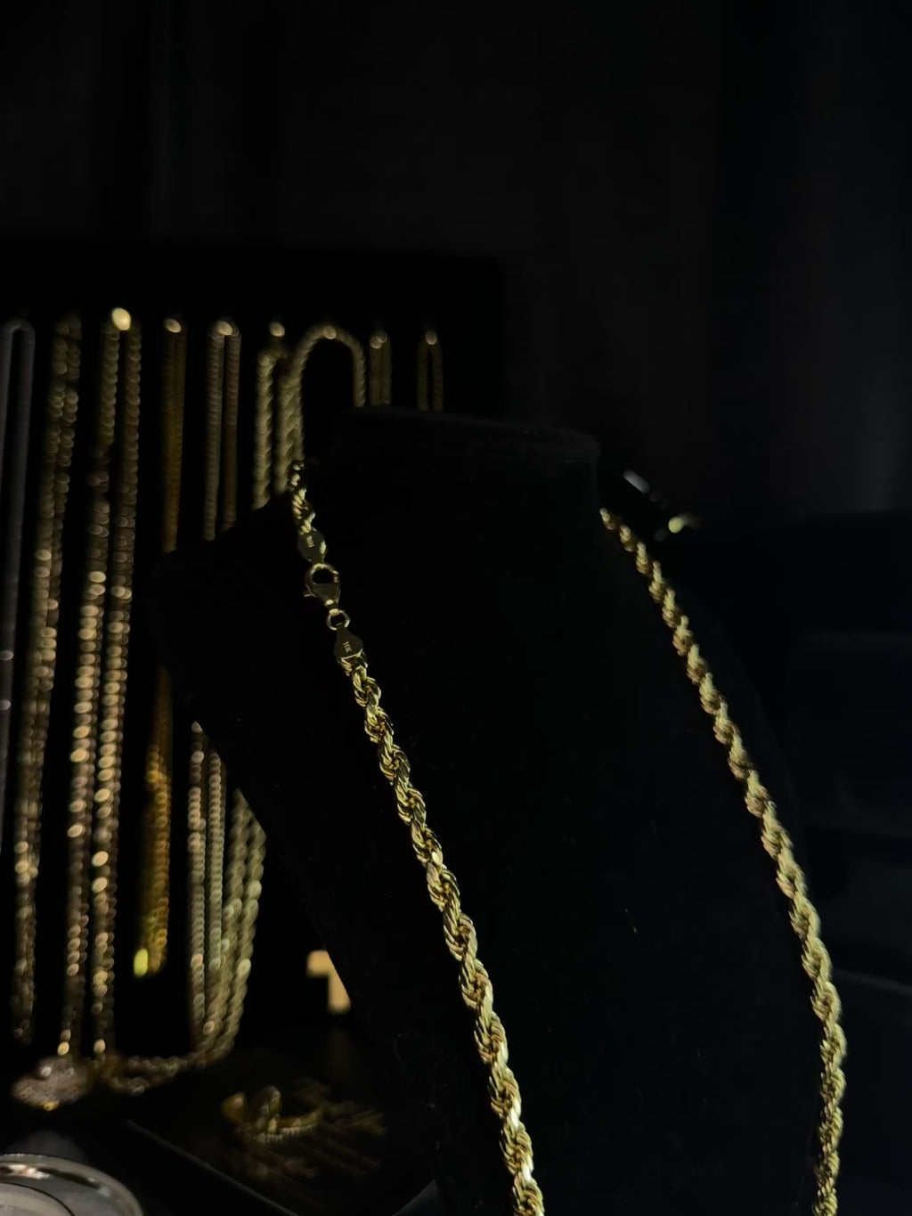 10K Solid Gold Rope Chain Necklace, Diamond Cut, 7mm Width, 26 Inches Length