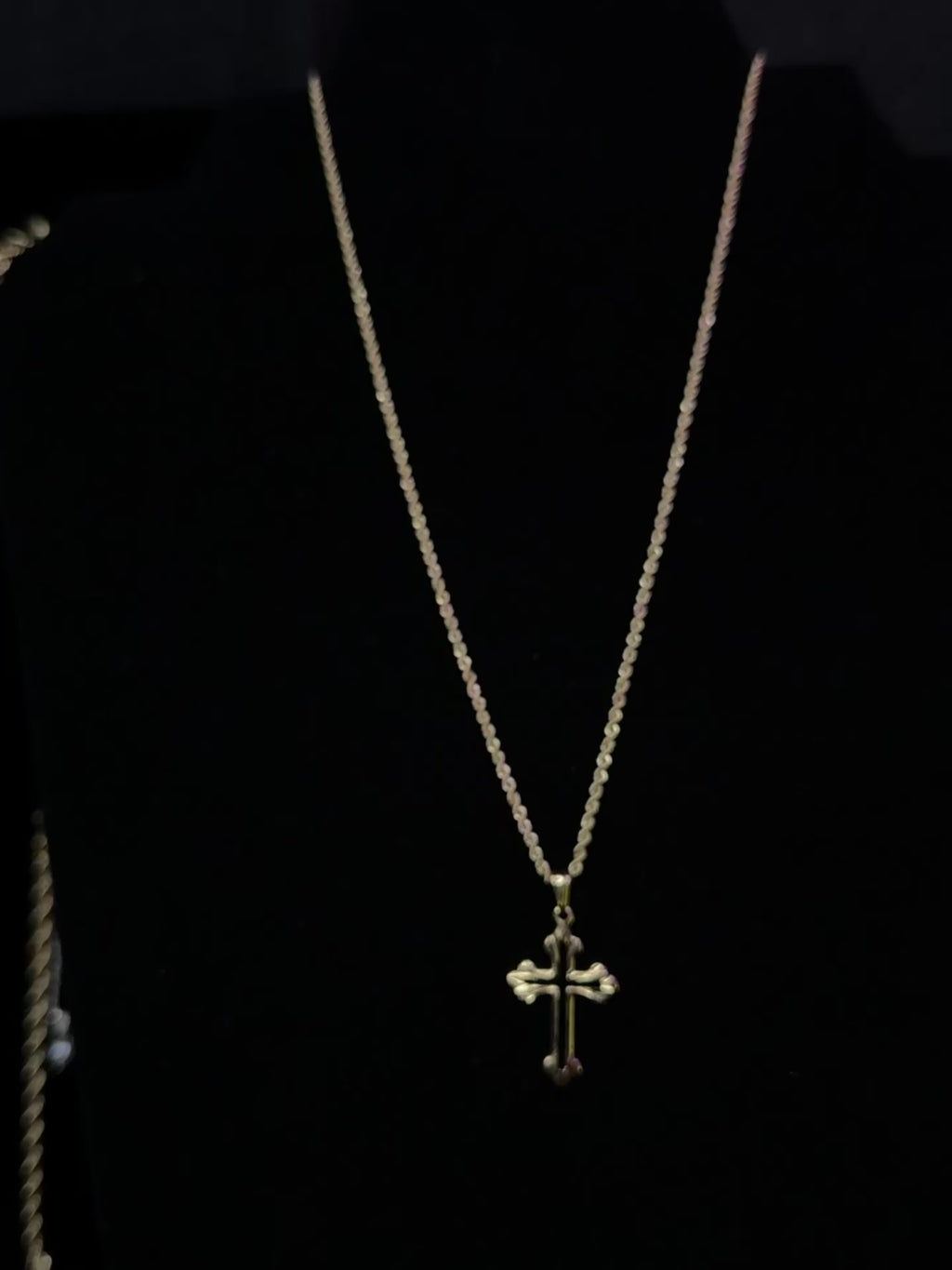 10k 16” Diamond Cut Rope With Luxe Cross Pendant