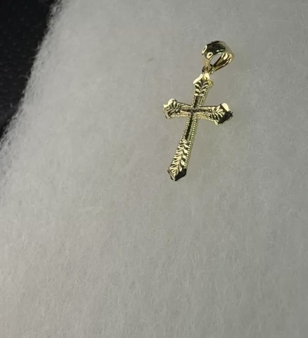 Solid 10k Gold Cross Pendant Necklace, 1-Inch Durable Faith Symbol