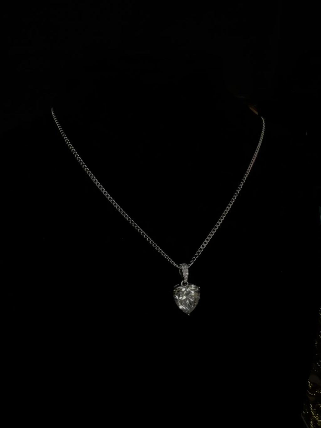 Luxe Classic Heart Moissanite Pendant Necklace in 925 Sterling Silver with 4-Carat 10mm Moissanite Stone on 20-Inch Cuban Link Chain