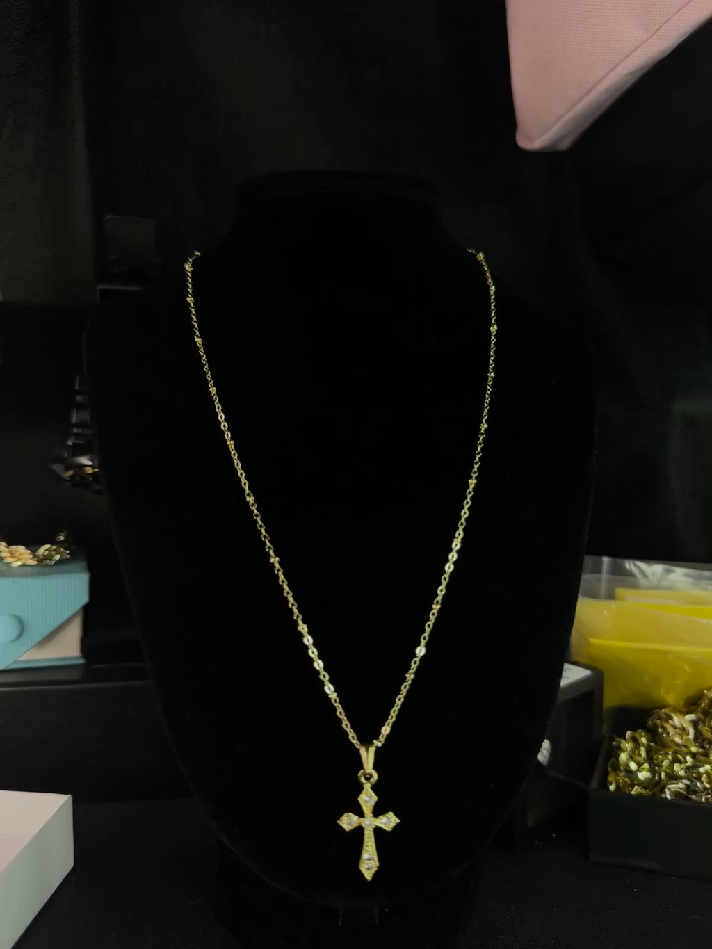 Highly Favored Beaded Cable Link Necklace – 14k Gold Filled Cross Pendant with Tarnish-Resistant Finish